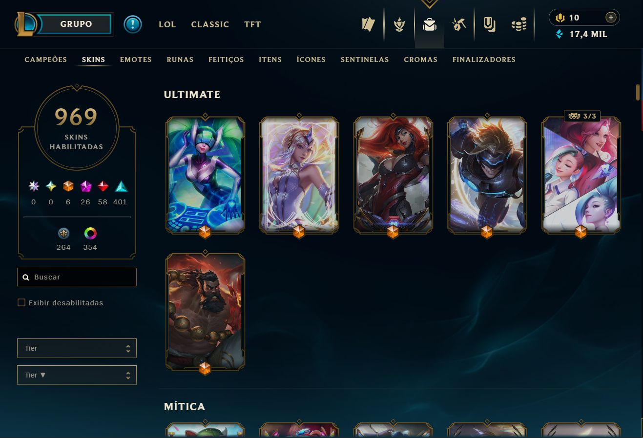 CONTA LOL DE 2013 COM 969 SKINS ELO ATUAL ESMERALDA BAIXEI PRA SAIR HOJE