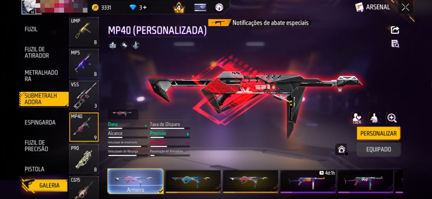 CONTA FREEFIRE COM TODAS AS SKINS DE NARUTO E ARMAS ATRIBUTADAS