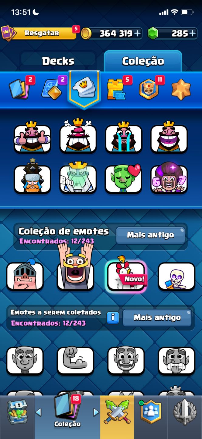 CONTA CLASH ROYALE | 3.083 TROFÉUS | CARTAS ARENAS 1-9| EMOTE 6-7 | 285 GEMAS