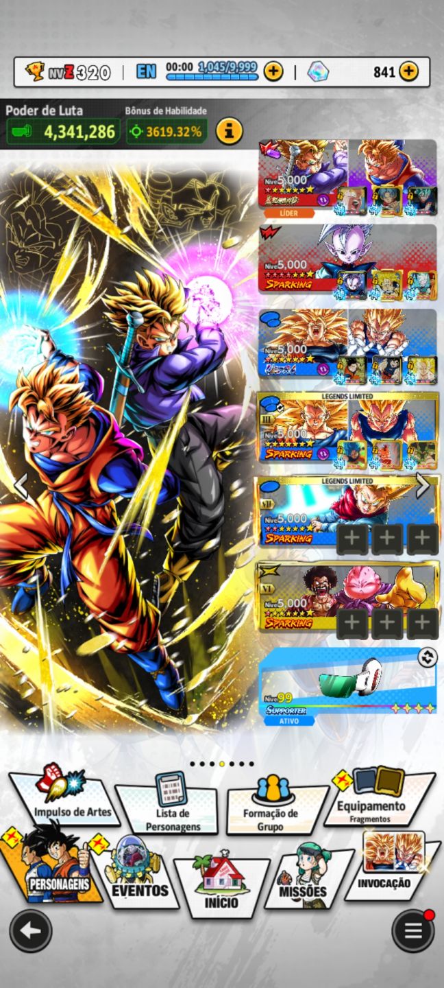 Conta de DB Legend com vários Ultras,LF,LR e equipamentos Godlys... Nível 320!!!