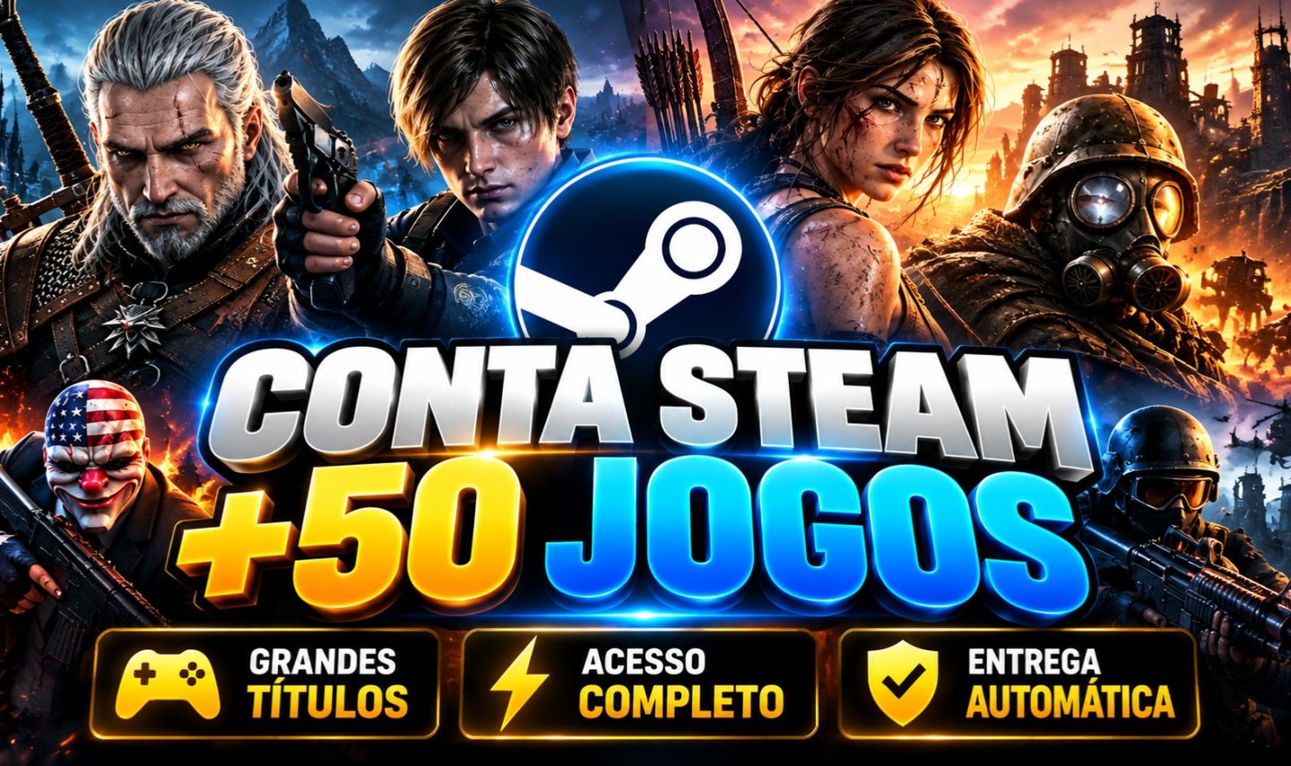 [PROMOÇÃO] CONTA STEAM COM +50 JOGOS | GRANDES TÍTULOS | ENTREGA AUTOMÁTICA