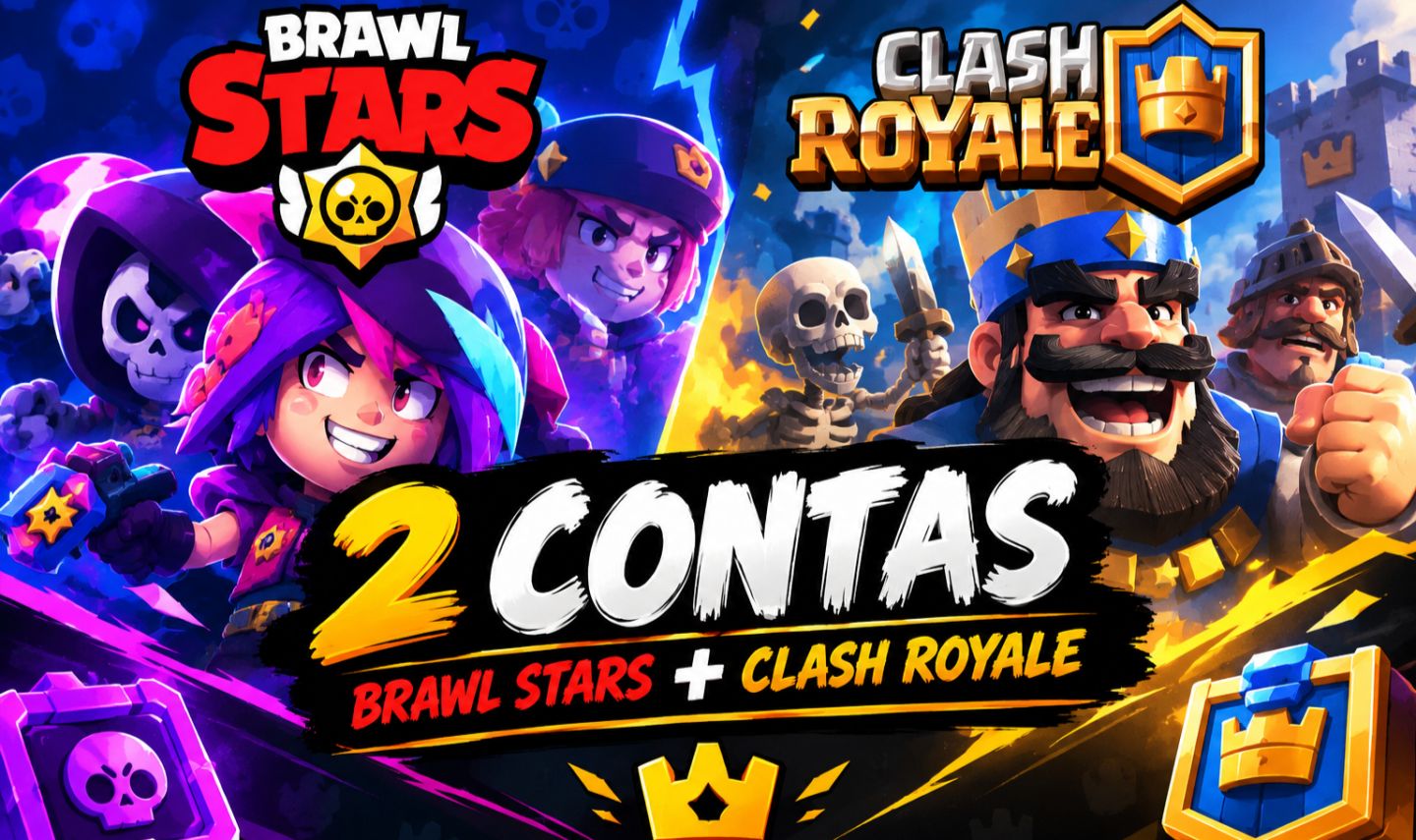 PACOTE 2 CONTAS: BRAWL STARS + CLASH ROYALE | FULL COLEÇÃO