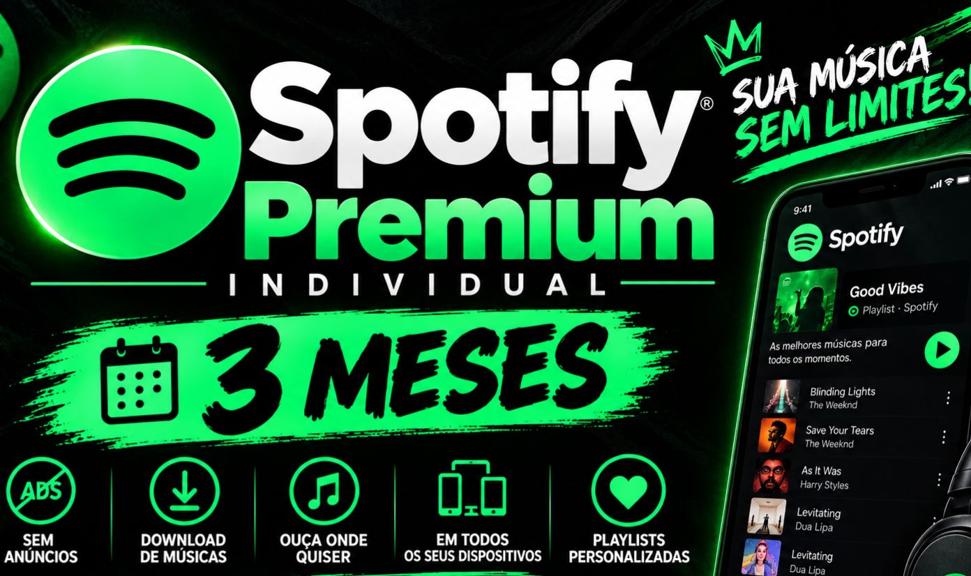 SPOTIFY PREMIUM (LINK) INDIVIDUAL 1 MES - MAIS BARATO DO SITE