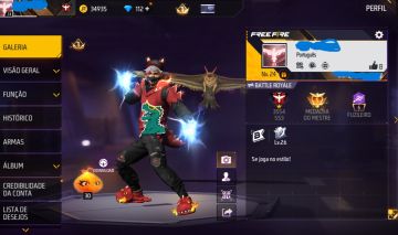 CONTA FREE FIRE MESTRE MODO RANK COM SKIN DINO DE FOGO E PUNHO CHIDORI