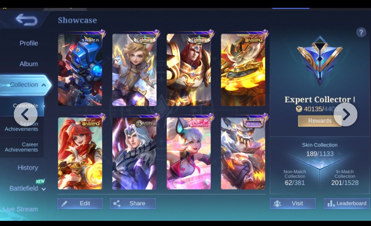 Conta mobile legends muitas skins épicas preço promocional