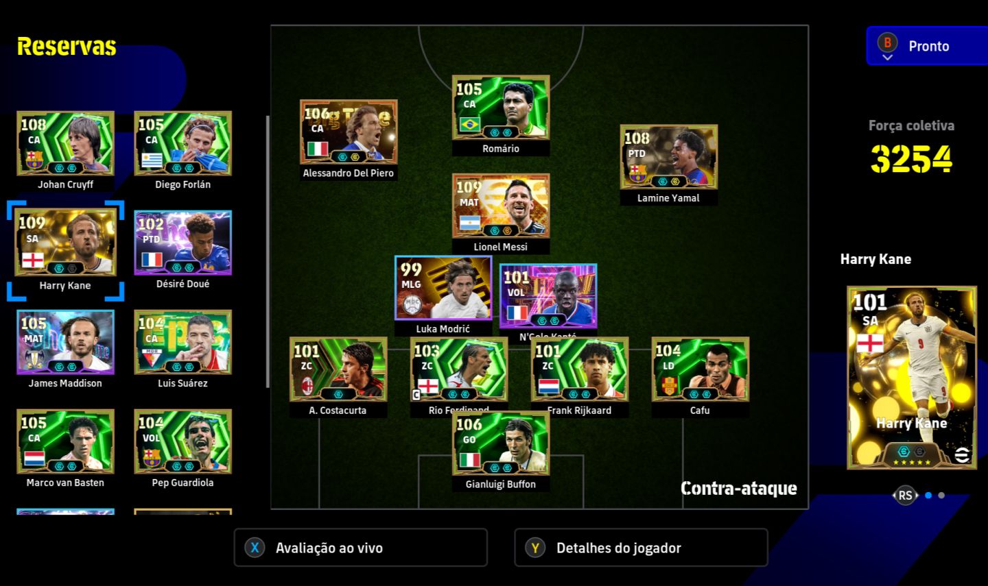 Conta Efootball Xbox/PC - Romario, Del Piero, Messi, Yamal e mtos outros