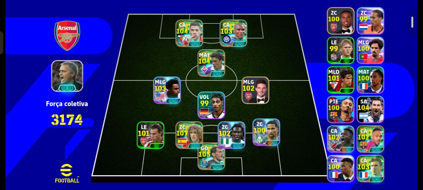 CONTA EFOOTBALL FULL 3175+ COM PUYOL ÉPICO 107,SUAREZ 104,CASSILAS 105,MOURINHO.