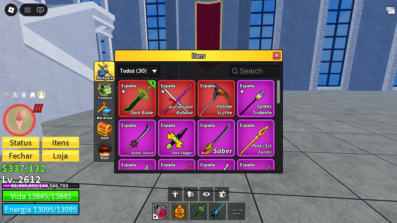 Conta de blox fruits level 2612 e diversas frutas permanentes como buddha,dough.