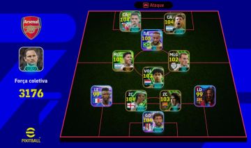 Conta de Efootball top com o nome Messi big time 109 e Neymar Britz Culer 105