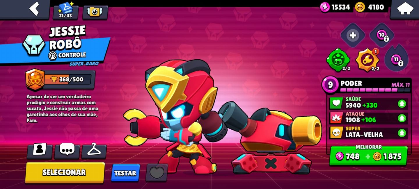 CONTA DE BRAWL STARS PRA SAIR DO 0 - BUFFIES DA MAG E DO SURGE COM SKINS ROBO