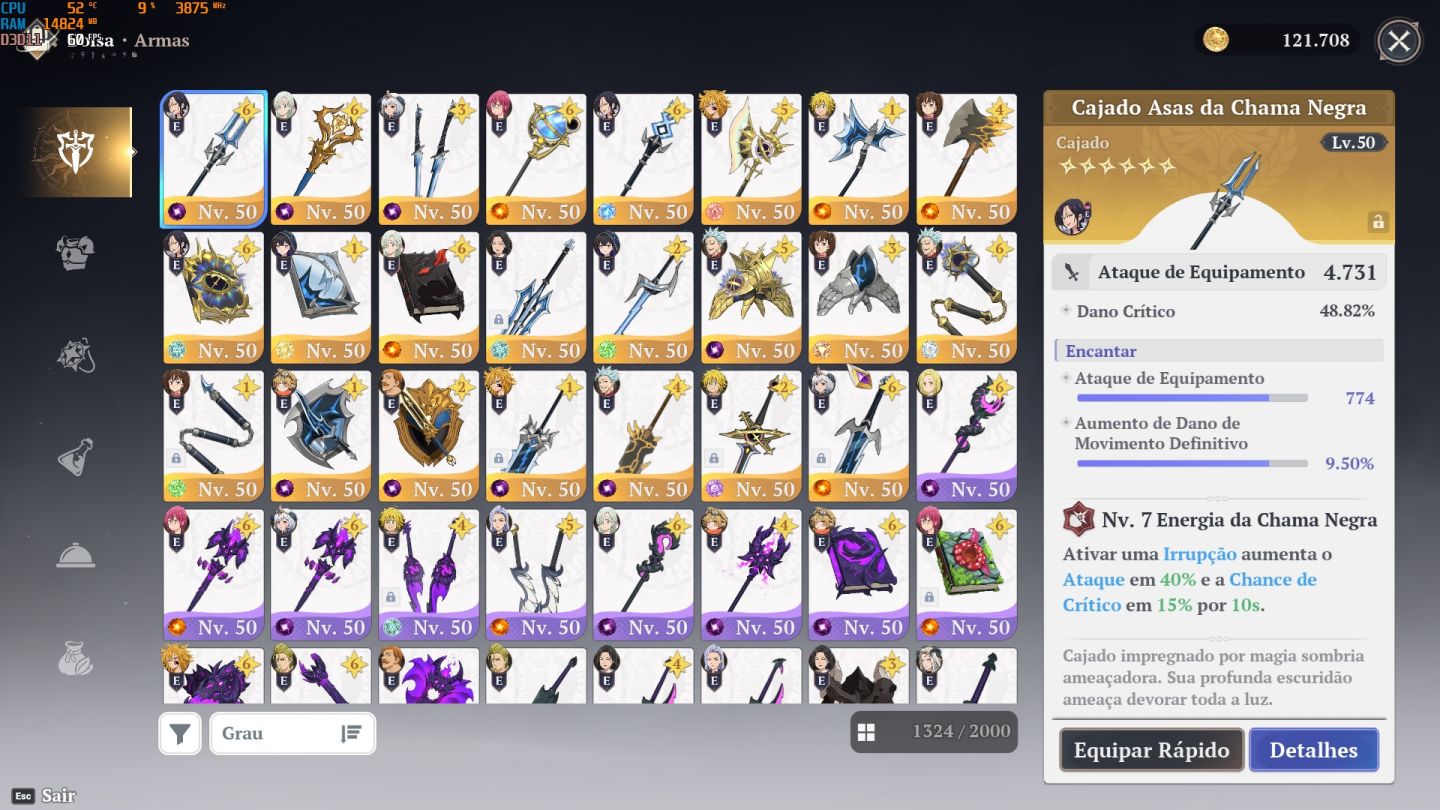 Conta com Merlin P10, Ban P10, Elizabeth P10, Todos SSRs , 7DS ORIGIN