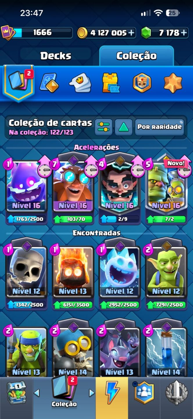 Conta clash royale arena max +4milhao ouro +7k gema