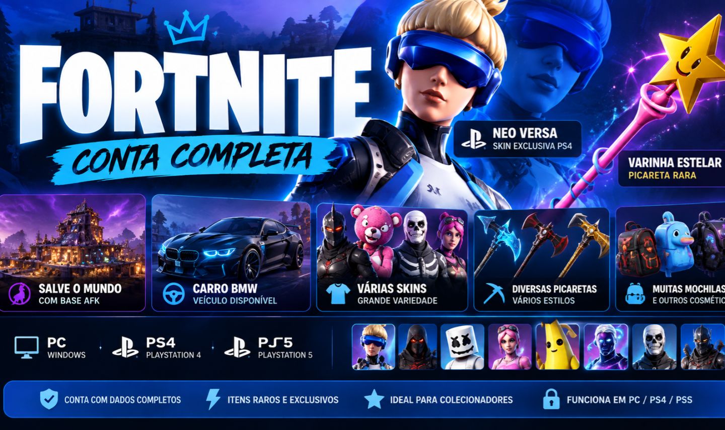 CONTA FORTNITE | SALVE O MUNDO AFK + NEO VERSA + VARINHA ESTELAR + BMW |