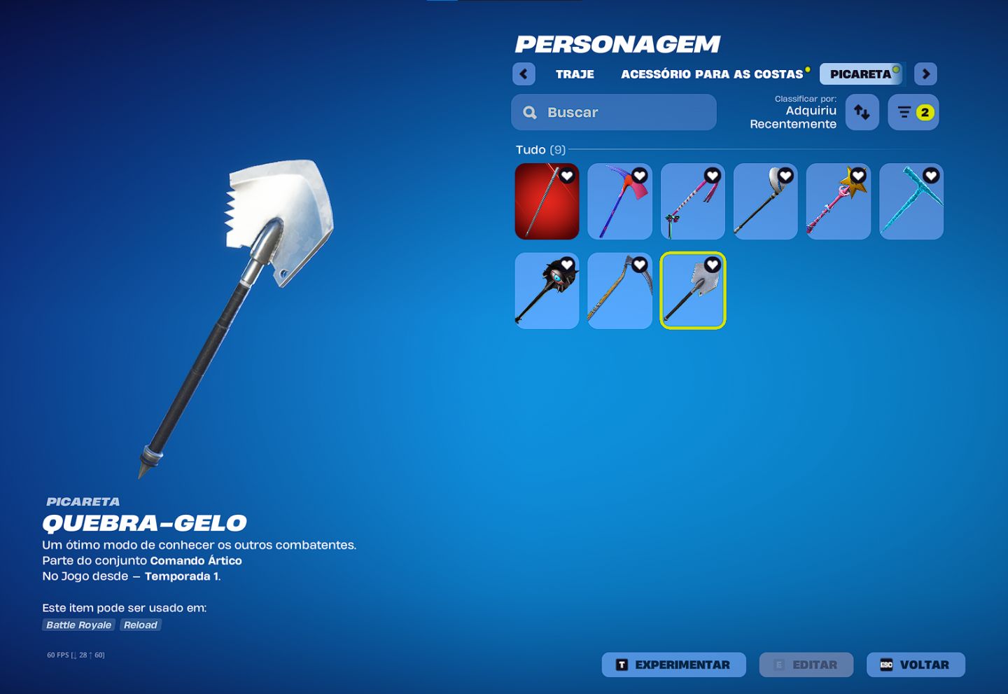 Conta de fortnite com mt skin e picareta