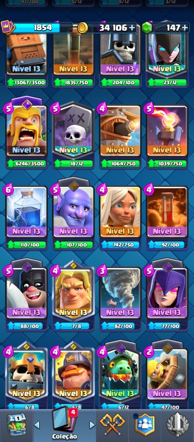 CONTA CLASH ROYALE NÍVEL 16 | 9 CARTAS LVL 16 | 13K TROFÉUS | ARENA 31 | 185 EMO