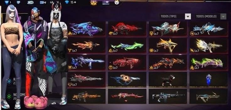 CONTA NV 69 - 614K OURO + 507 EMOTES + 12 ARMAS LV7 MAX