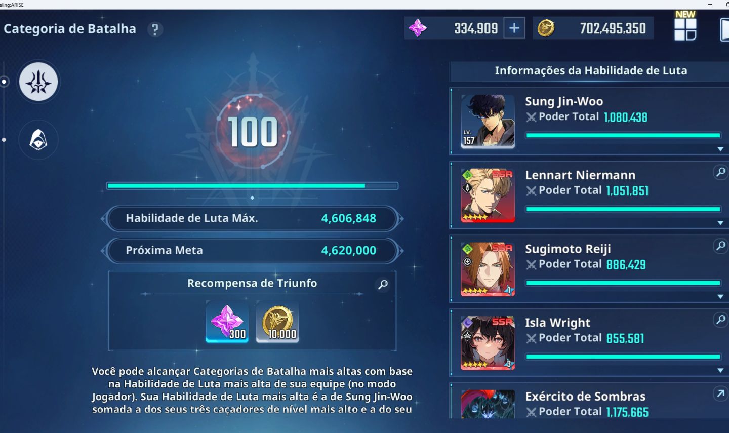 CONTA SOLO LEVELING: ARISE. LV 157, POWER 4kk600