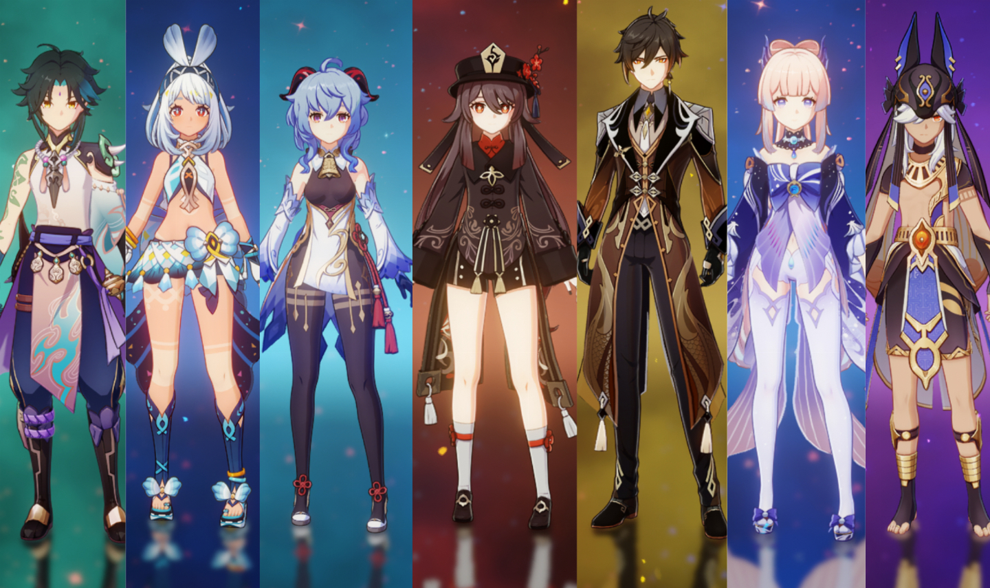AR 56 / HUTAO+XIAO+GANYU+ZHONGLI+VENTI+KOKOMI+3 ARMA T5 (14 PERSONAGENS T5