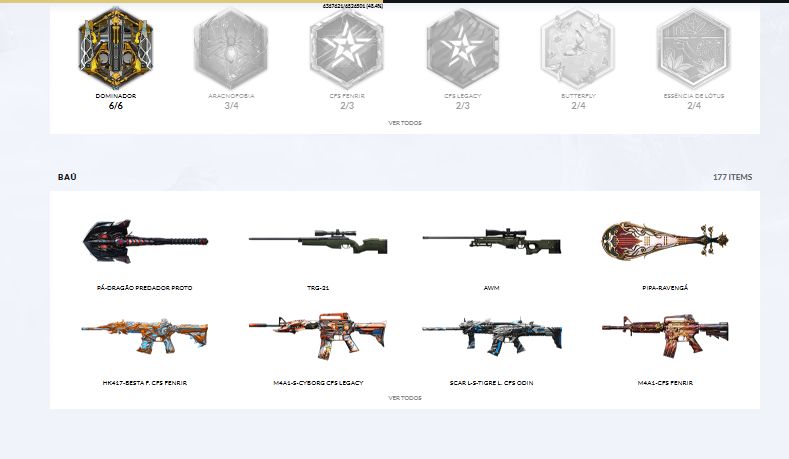 CONTA CROSSFIRE BR | 177 ITENS | CFS LEGACY / FENRIR / ODIN | PÁ DRAGÃO PREDADOR