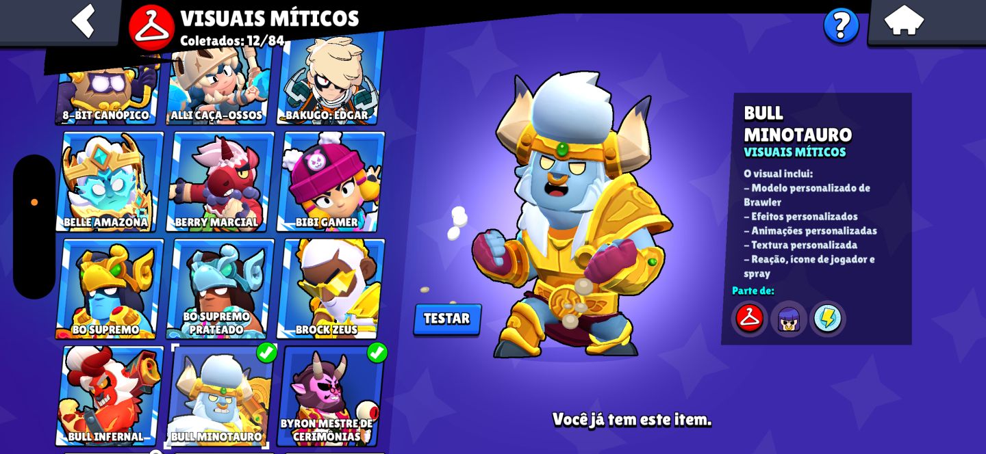 CONTA DE BRAWL COM VARIOS ITENS RAROS(PARCERIA BOB SPONJA+SUBAY SURFERS)