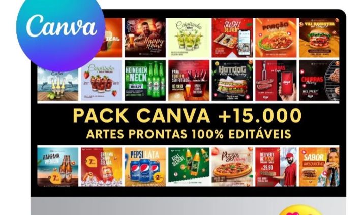 [PROMO HOJE] - Pack Canva +15.000 Artes Editáveis Redes Sociais + Bônus