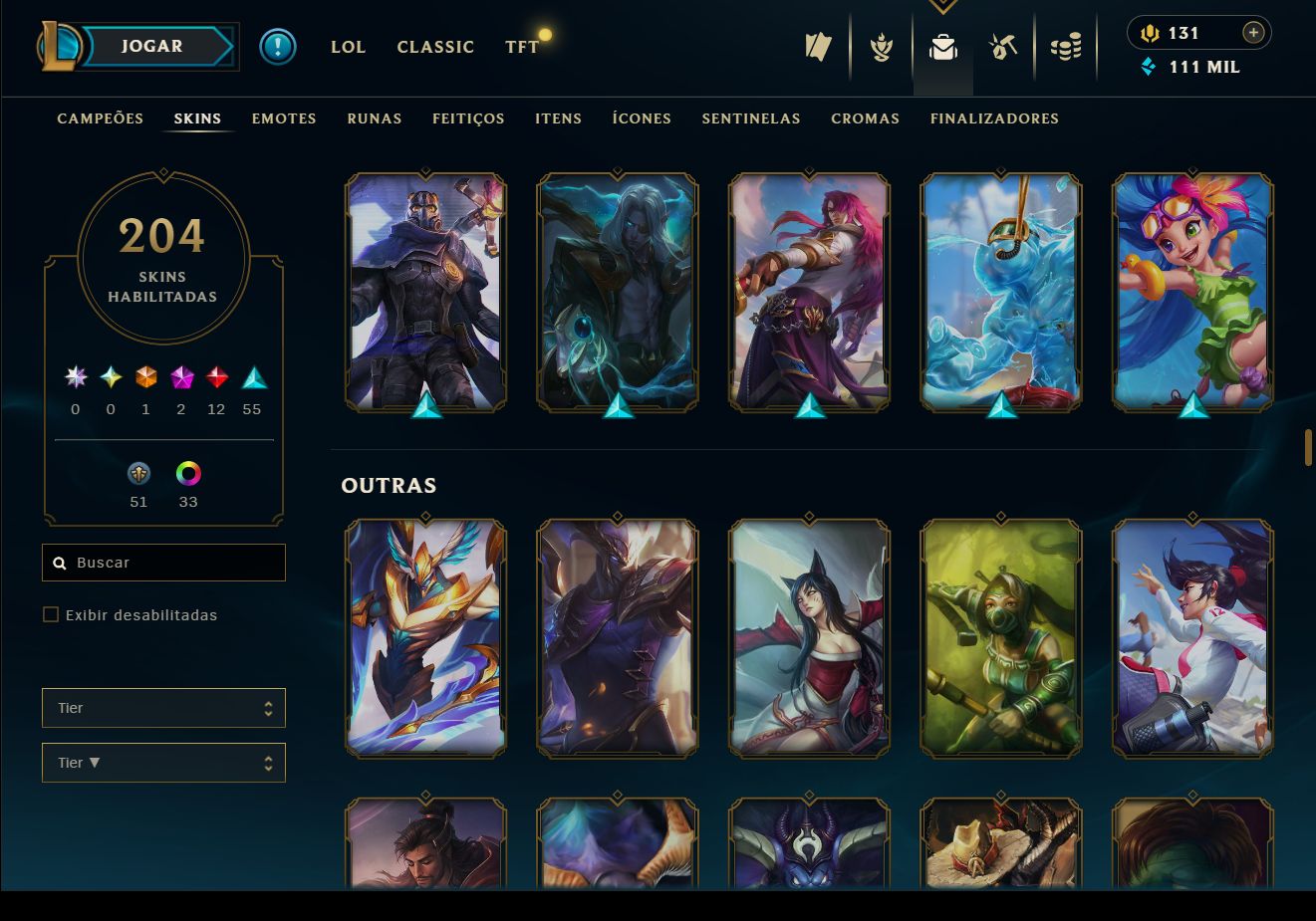 CONTA LOL 204 SKINS | 2 MÍTICAS | 12 LENDÁRIAS | ESMERALDA III
