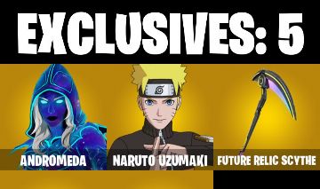 60 skins | Andromeda | Naruto Uzumaki | Raven | The Ageless | Nezumi