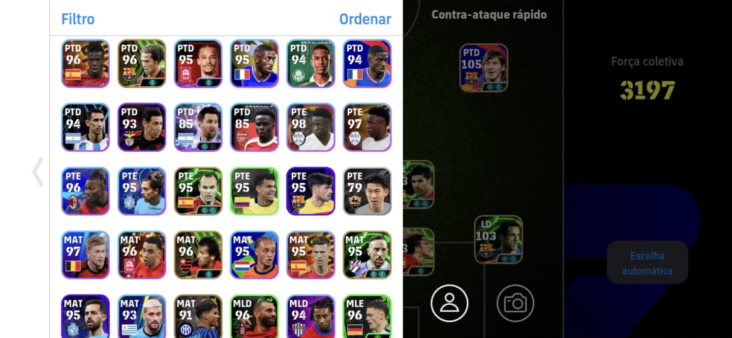 Conta Efootball - Messi 2012, Batistuta, Griezman, Buffon 105, Neymar copa 2014