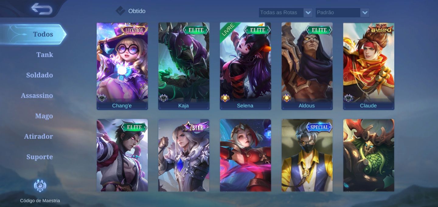 TODOS OS HERÓIS E VARIAS SKINS GASTO MAIS DE 1k real