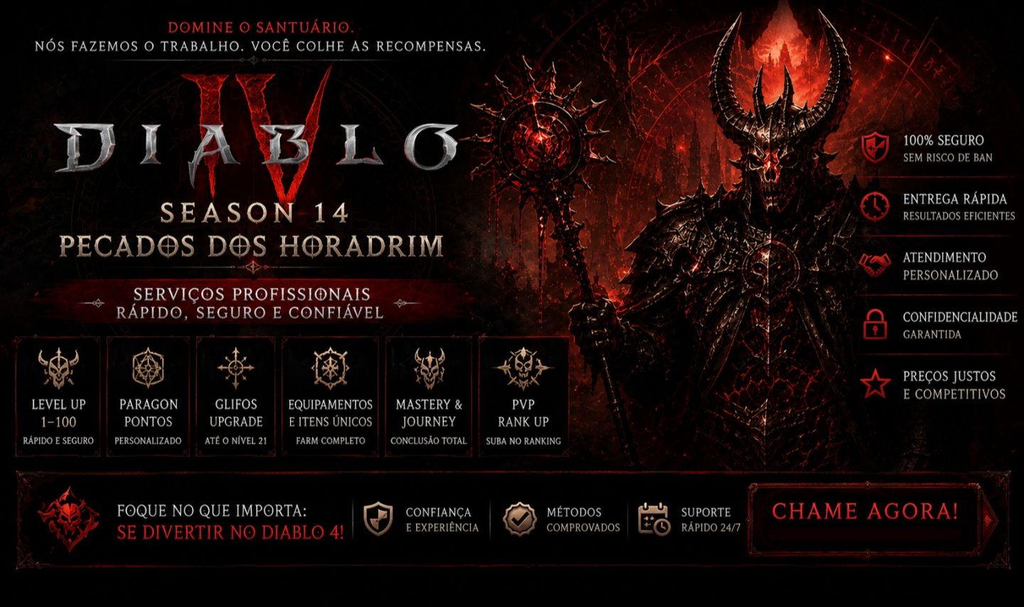 Diablo 4 Service - Level up - Paragon - SEASON 14 - Leia a descrição