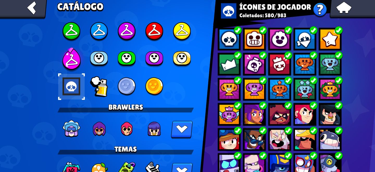 Conta Brawl Stars 60k troféus com 367 skins e com algumas skins raras