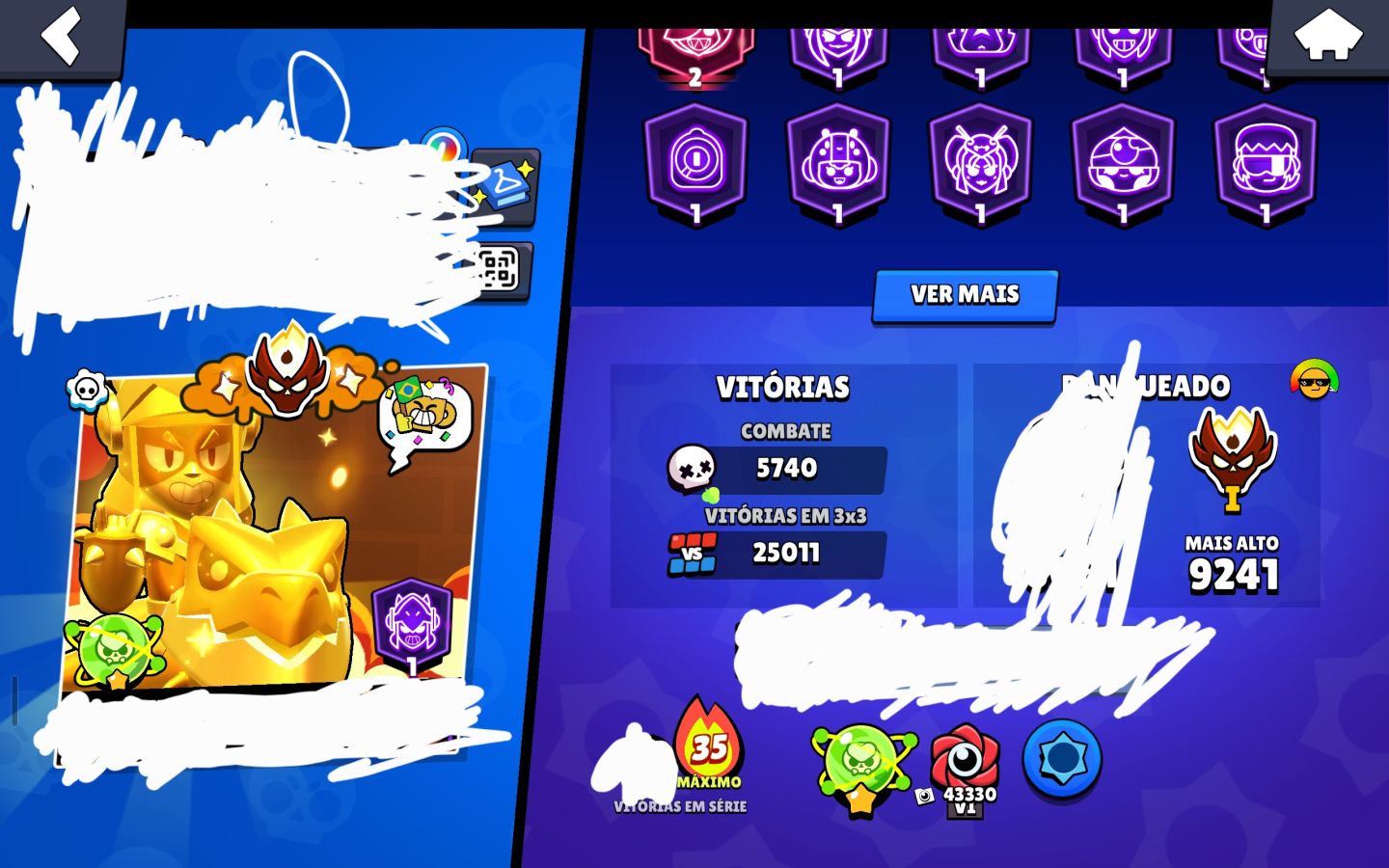 Conta full brawl stars, 6 mestres, +100k troféu, 5 skin ouro, shelly estelar