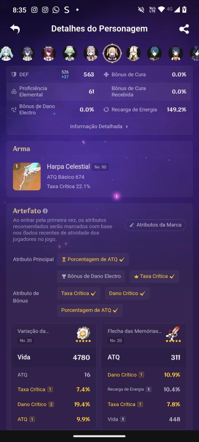 Conta Genshin AR 60 | Arlecchino, Furina e Neuvillette entre outros END GAME