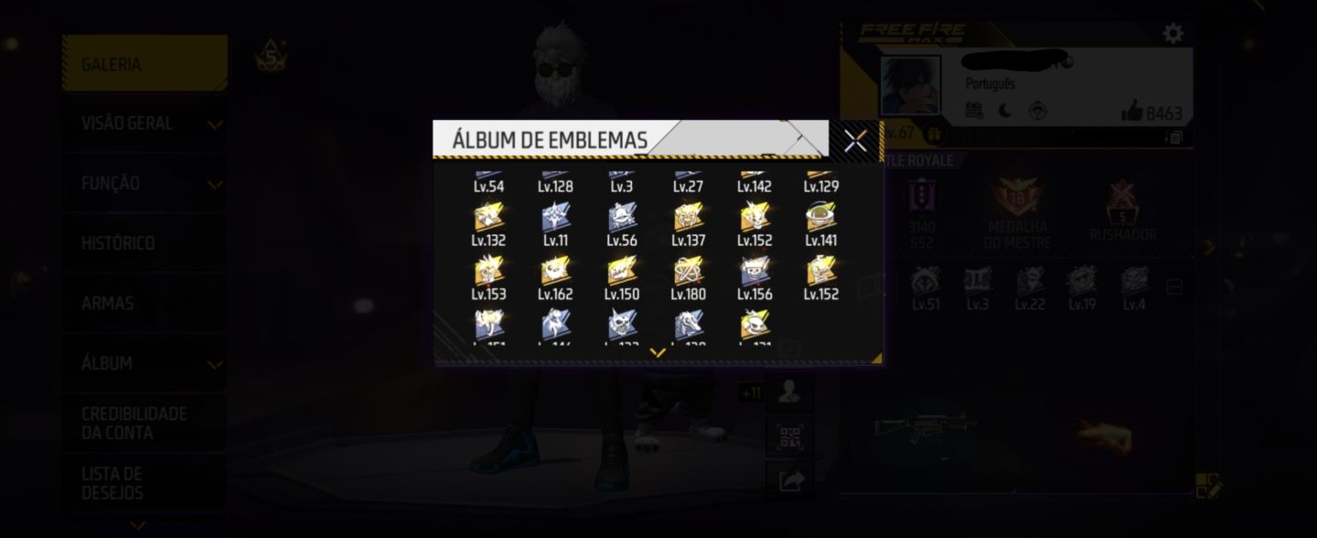 CONTA DE FREE FIRE MUITO GEMADA UMP E XM8 2 VELOCIDADE