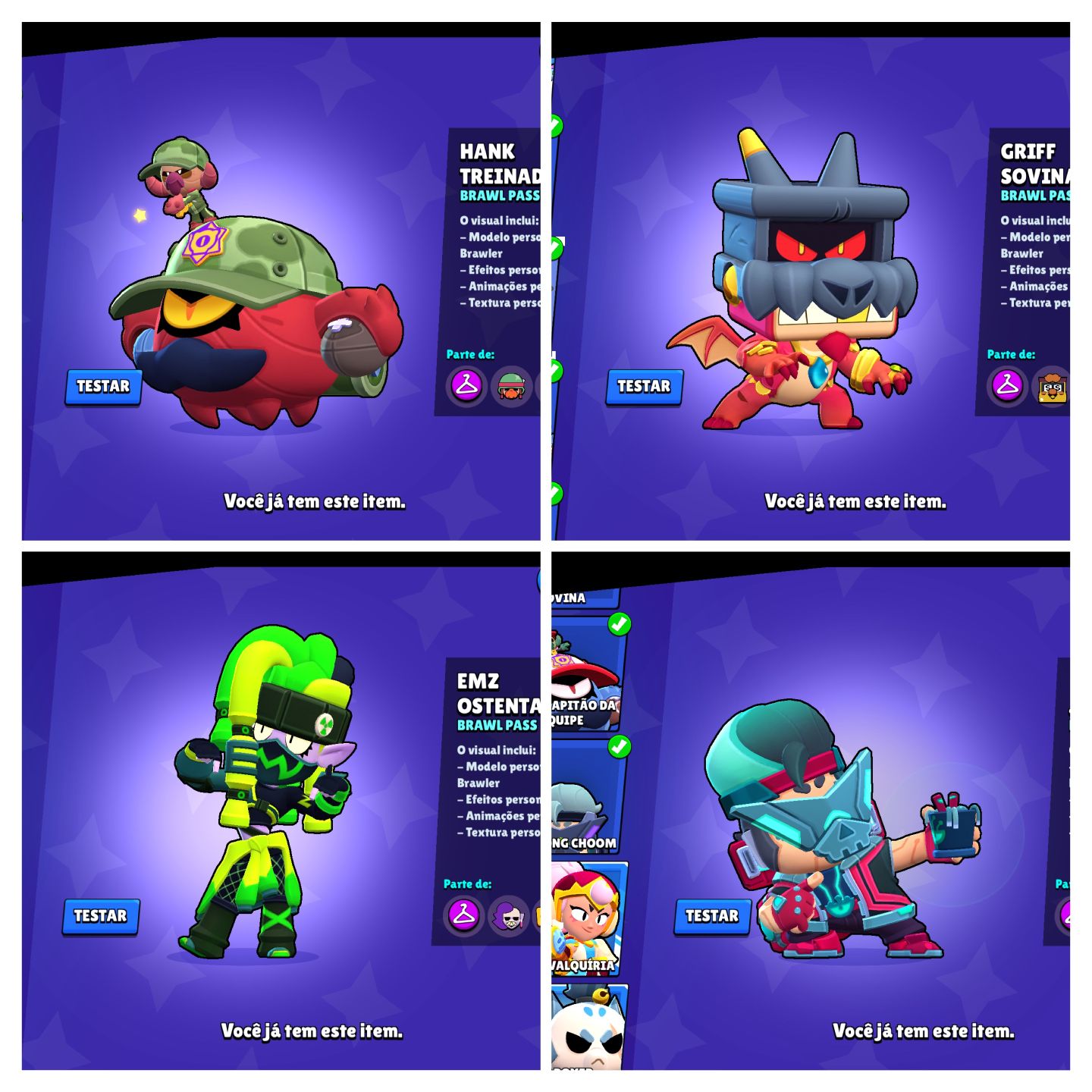 CONTA BRAW 46K |FAMA SATURNIANA 3 -107 BRAWLERS MAIS DE 270 SKINS E 10 PASS PLUS