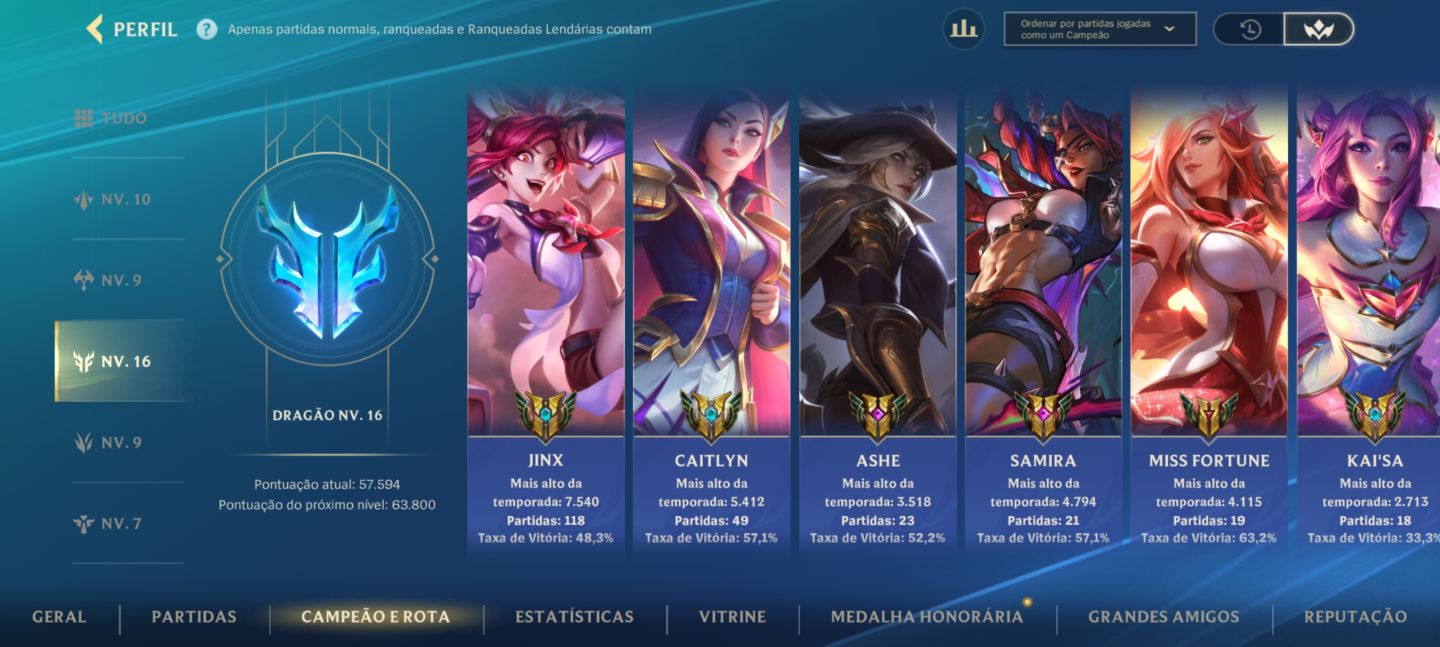 Conta main ADC! Muitas Skins!