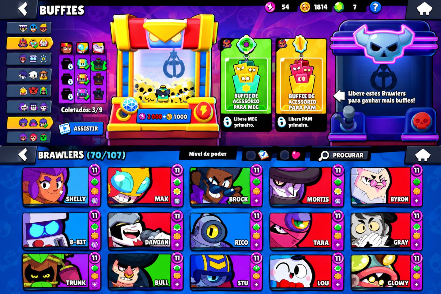CONTAS DE BRAWL STARS DIVERSOS ITENS SKINS E BRAWLERS!