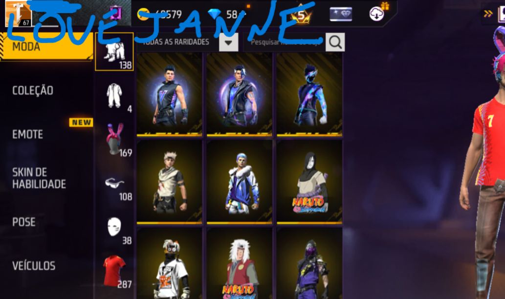 Conta de freefire nivel 67