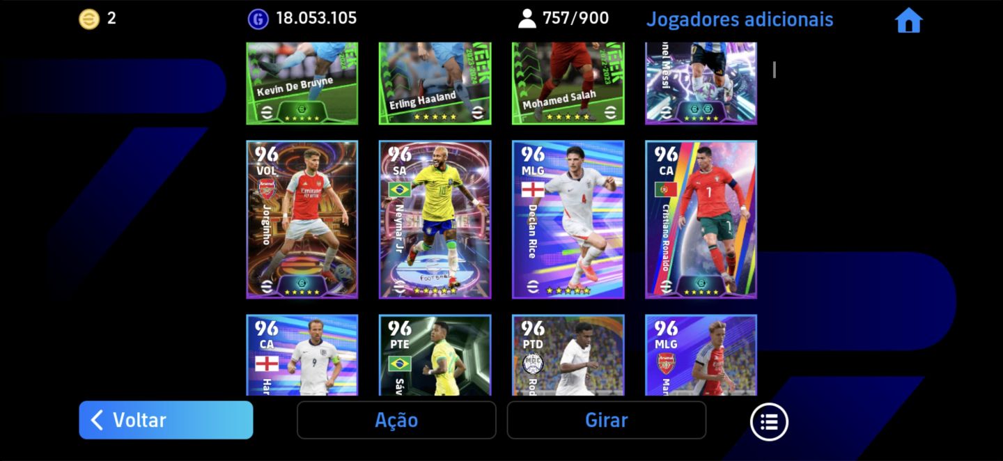Conta effotball RARA força 3179, jogadores raros desde 2023