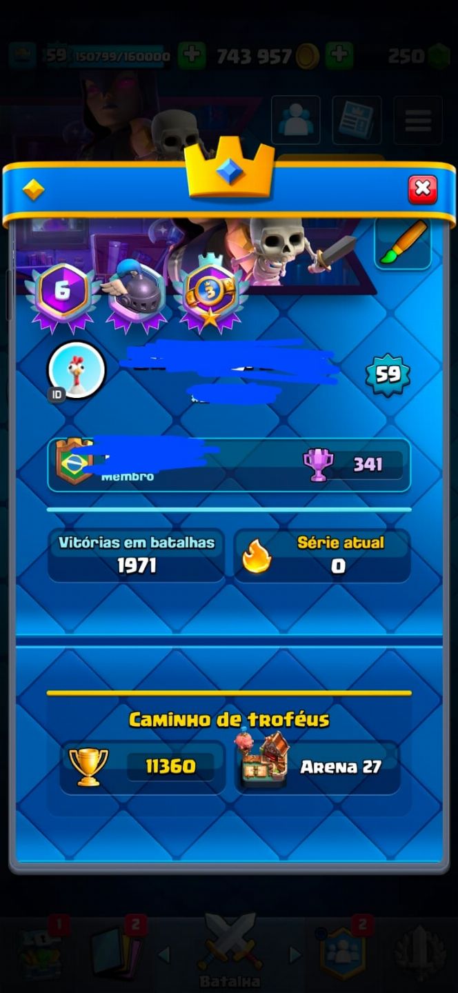 CONTA CLASH ROLAYE +6 ANOS - 11360 TROFEUS - NIVEL 59