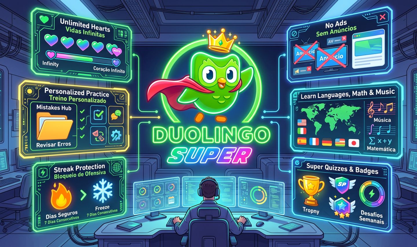 Duolingo Super 30 dias + Brinde