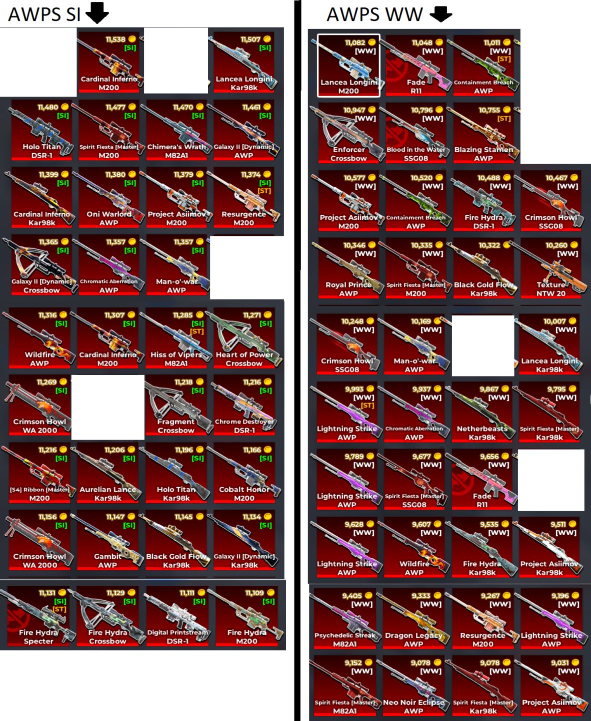SNIPER ARENA - VENDA DE SKINS (MENOR PREÇO, ESTOQUE NAS IMAGENS)