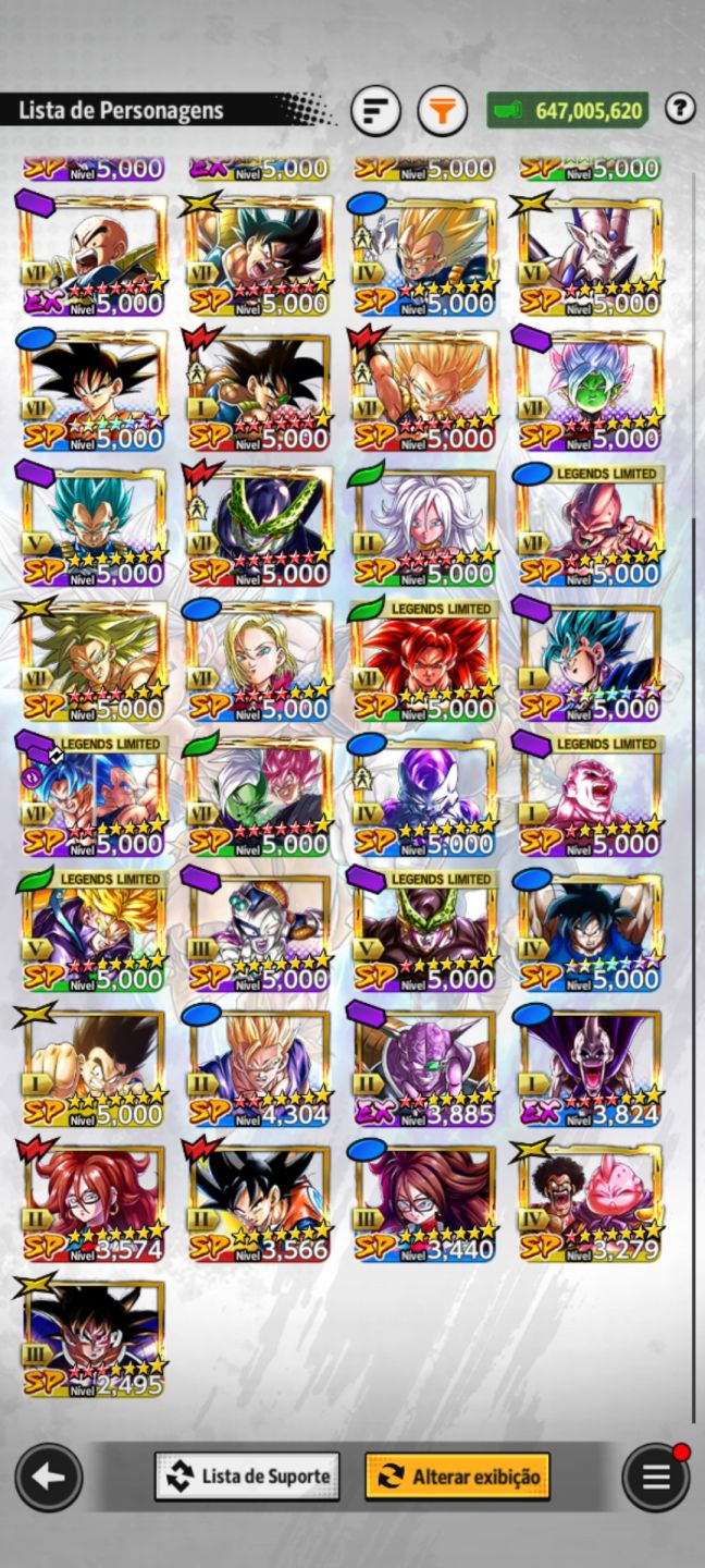 Conta end game dragon ball legends com 12 ultras