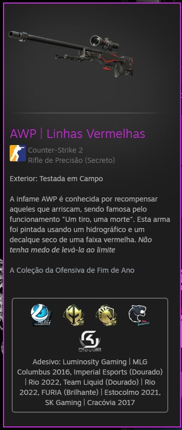 AWP RED LINE do Fallen muito parecida no precinho.