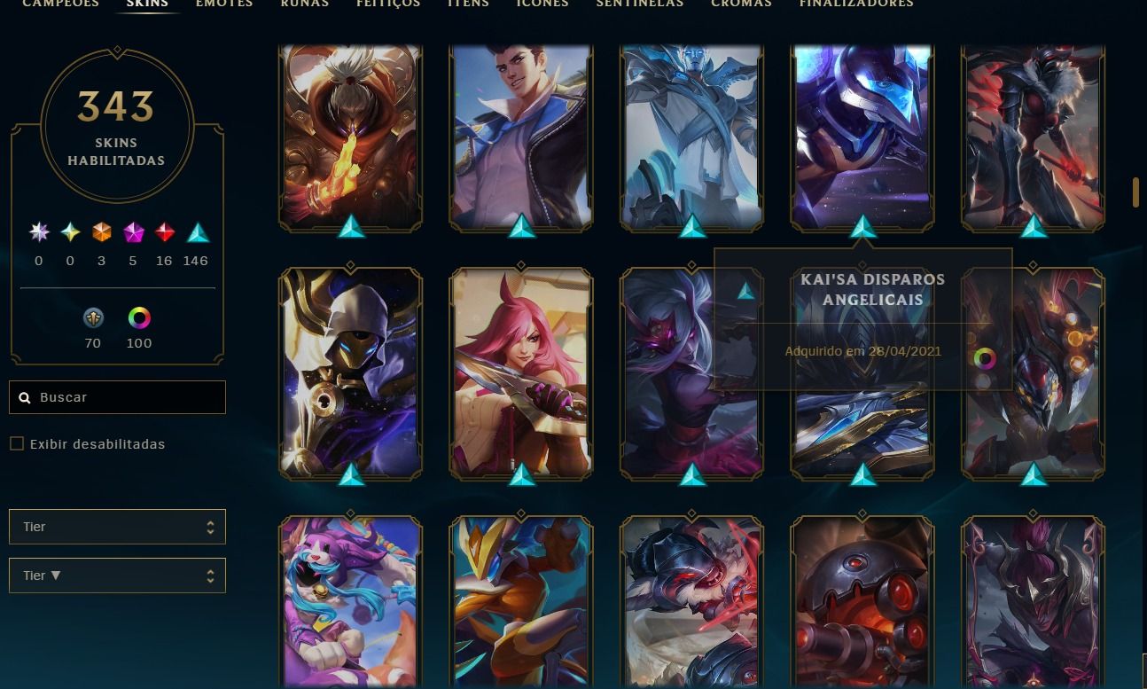 Conta com 4 skin primatica e 3 ultimate