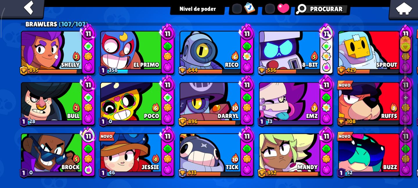 Conta brawl stars todos os brawlers 108/108