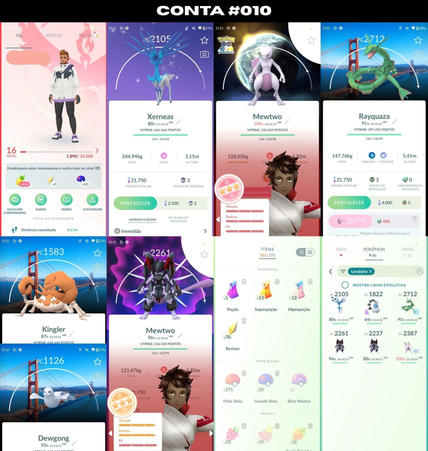 [ENTREGA AUTOMÁTICA] CONTAS PREMIUM LENDARIOS SHINY MEWTWO E MAIS - POKEMON GO