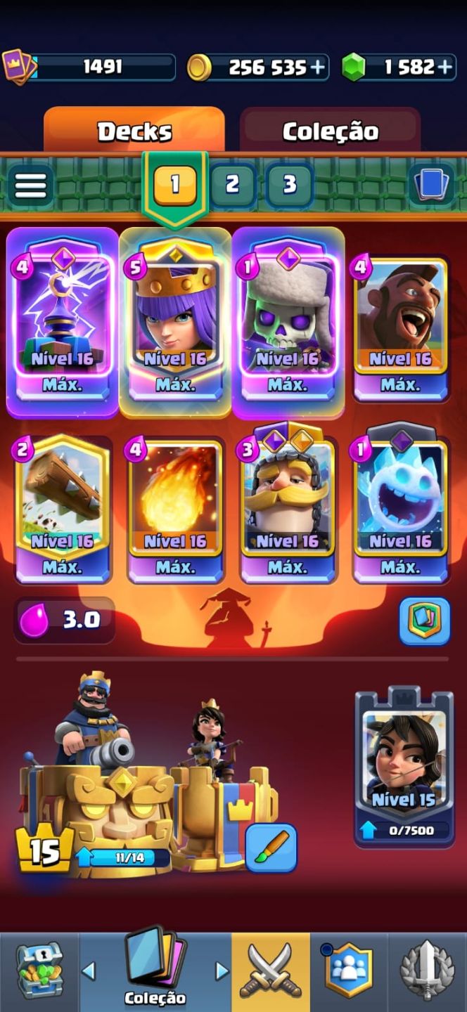 Conta de Clash Royale bem upada, várias cartas level alto