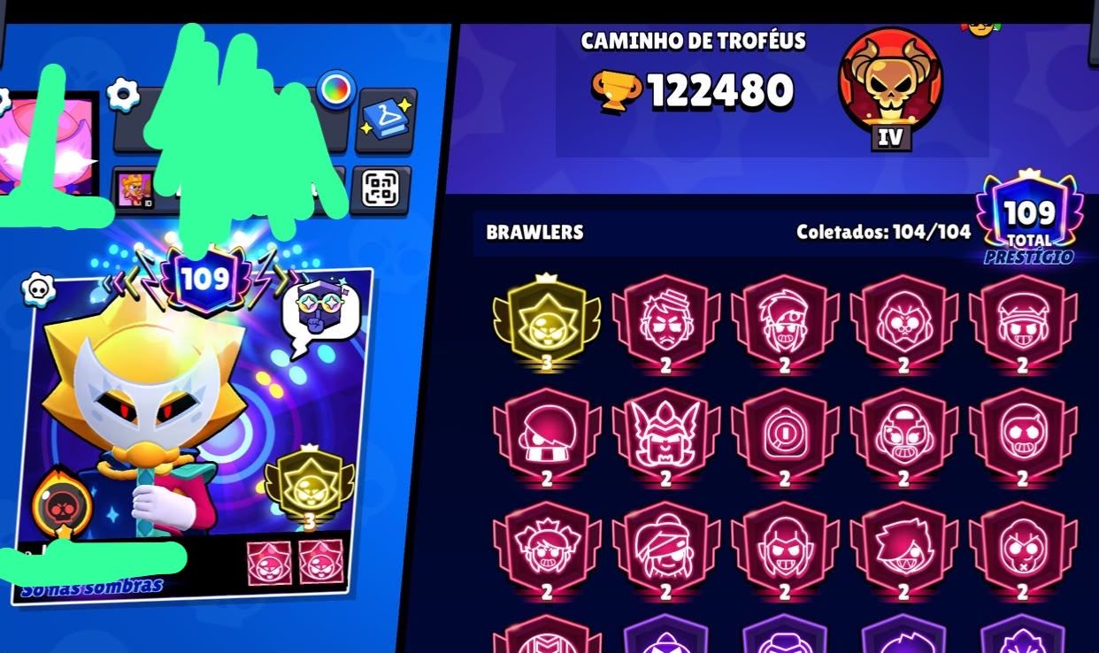 Conta Brawl muito gemada com muitos titulos.