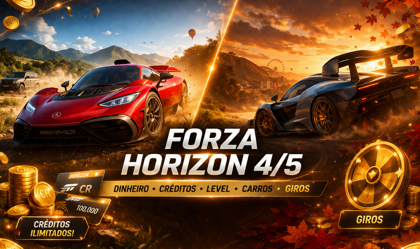 UP FORZA HORIZON 4/5 DINHEIRO/CREDITOS/SORTEIOS/LEVEL/CARROS
